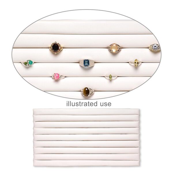 Display insert, ring, leatherette, white, 14-1/2 x 7-1/2 x 3/4 inches with 8 rows. Sold individually. image number 0