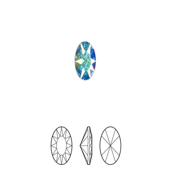 Fancy stone 24pk crystal AB foil back, Crystal Passions® 10x5.5mm elongated oval 4162 image number 0