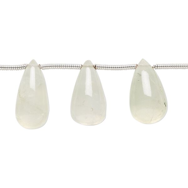 Prehnite 1pkg17, hand-cut top-drilled teardrop bead natural graduated 10x6mm-15x9mm image number 0