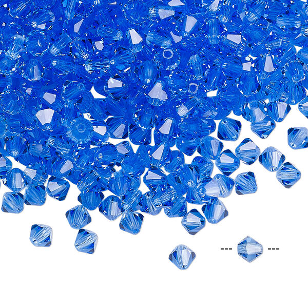 Bead 144pk sapphire, Preciosa Czech crystal 4mm bicone image number 0