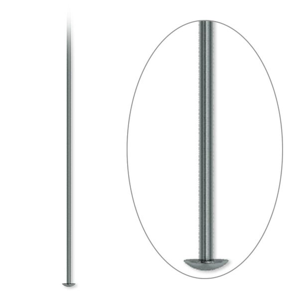 Head pin, gunmetal-plated brass, 3 inches, 21 gauge. Sold per pkg of 1,000. image number 0