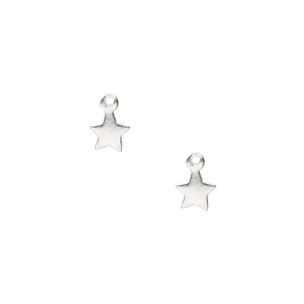 Charm, sterling silver, 6mm star. Sold per pkg of 2. image number 0