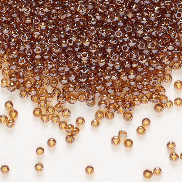 Seed bead, Preciosa Ornela Czech glass, pkg/50g, #10 rocaille, translucent luster topaz, (16090). image number 0