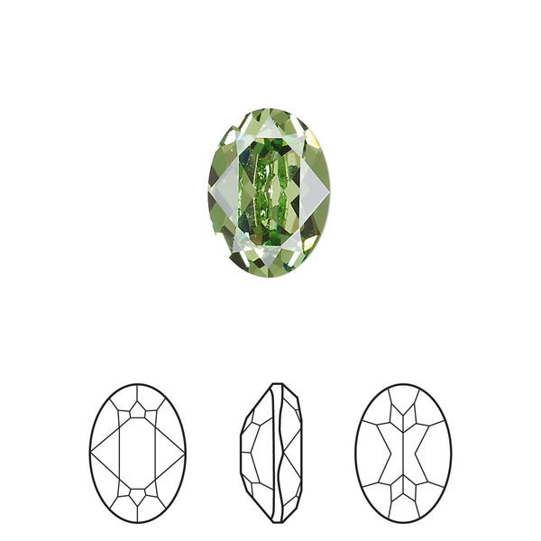 Fancy stone 144pk peridot foil back, Swarovski® ReCreated™ 14x10mm oval 4120 image number 0