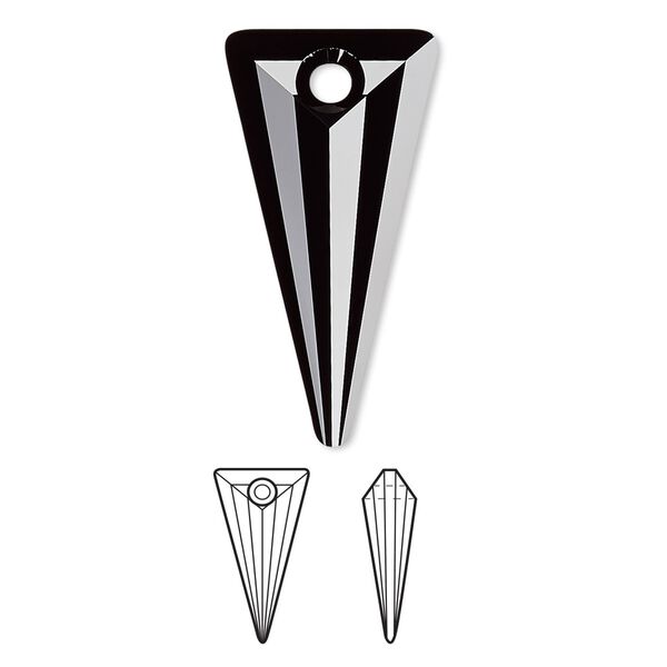 Drop 1pk jet, Crystal Passions® 28x14mm pendant spike 6480 image number 0