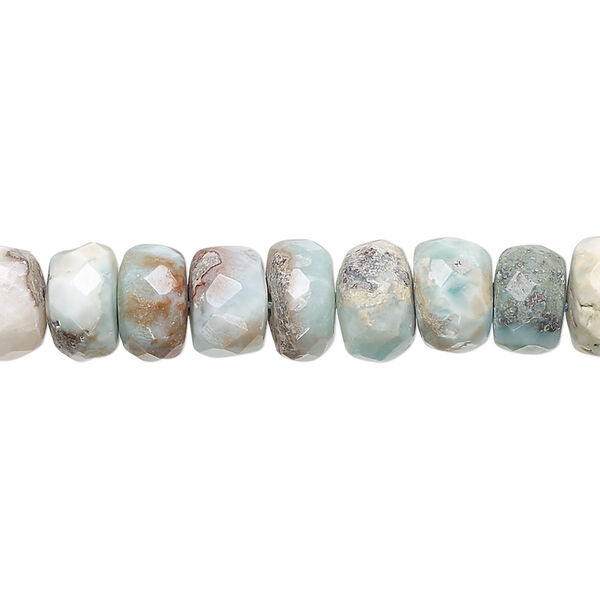 Larimar 1pkg1, hand-cut faceted rondelle bead natural 13 inch 8x4mm-9x6mm image number 0