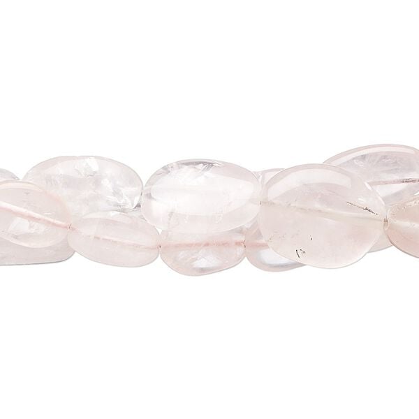 Rose quartz 1pkg3, hand-cut puffed oval bead 14 inch mix 7x6mm-17x10mm image number 0