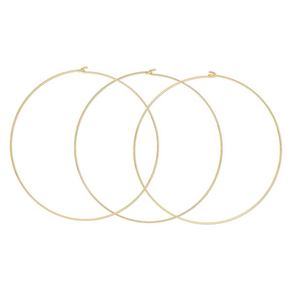 Neckwire, gold-finished steel, 1.5mm round wire with double-hook closure, 15-1/2 to 16 inches. Sold per pkg of 3. image number 0