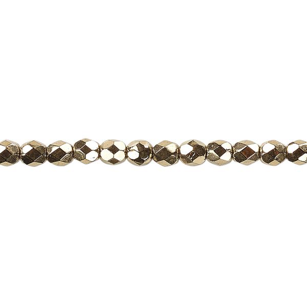 Bead, Czech fire-polished glass, light bronze, 4mm faceted round. Sold per pkg of 1,200 (1 mass). image number 0