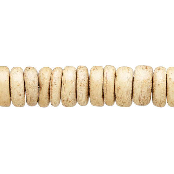 Bead, coconut shell (waxed), 10x2mm-10x4mm hand-cut rondelle. Sold per pkg of (2) 16-inch strands. image number 0