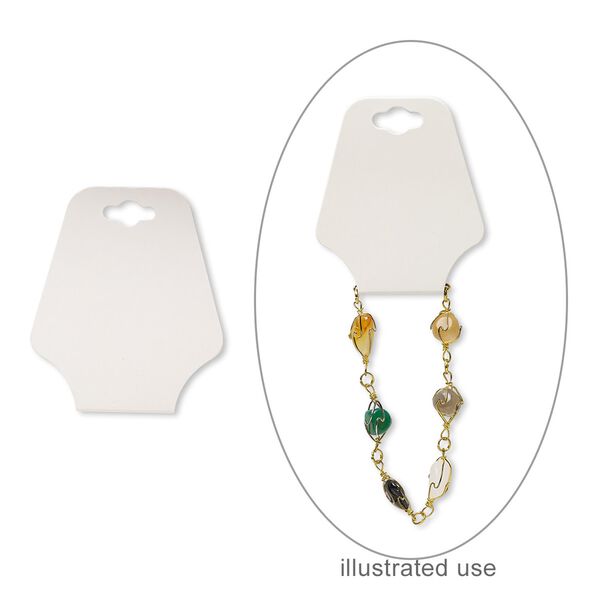 Necklace / bracelet card, adhesive and card stock, cream, 2-1/2 x 2 inches assembled. Sold per pkg of 100. image number 0