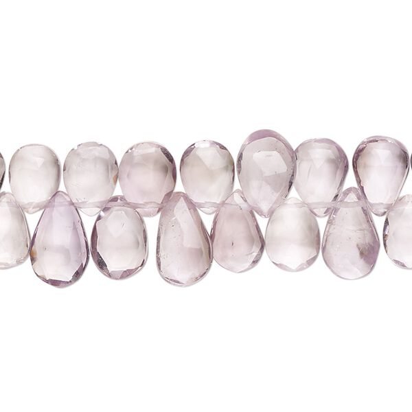 Lavender amethyst 1pkg1, hand-cut top-drilled faceted puffed teardrop bead natural 7 inch 8x6mm-10x7mm image number 0