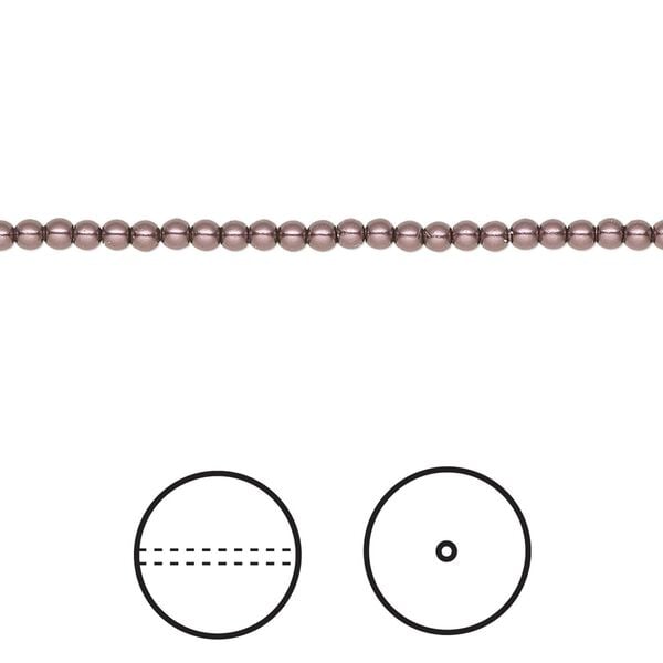 Pearl 100pk burgundy, Crystal Passions® 2mm round 5810 image number 0