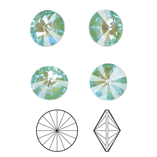 Chaton 4pk crystal silky sage DeLite, Crystal Passions® 14mm rivoli 1022 image number 0