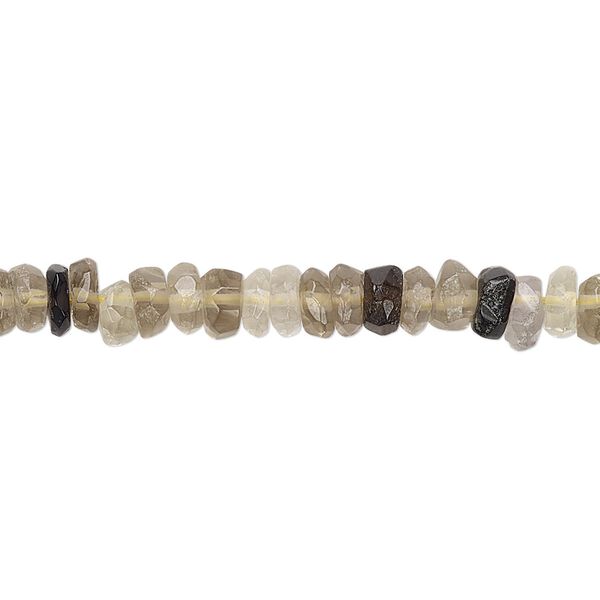 Smoky quartz / quartz crystal 1pkg1, hand-cut faceted rondelle bead 12 inch 4x2mm-6x3mm image number 0