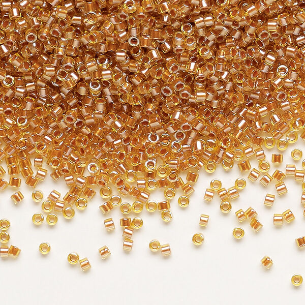 Seed bead, Delica®, glass, pkg/250g, #11 round, translucent copper pearl-lined marigold (DB-1702). image number 0
