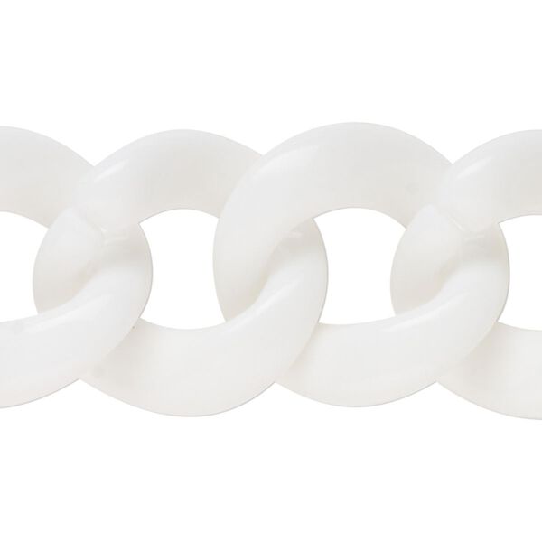 Chain, acrylic, pkg/14 inches, opaque white, 22-23mm curb. image number 0