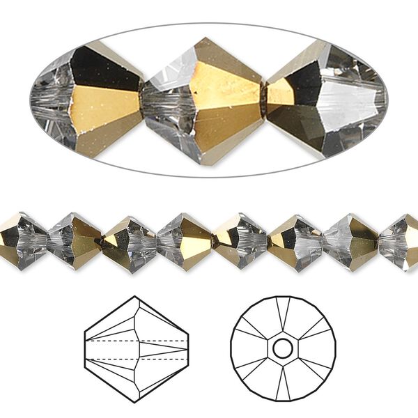 Bead 24pk crystal dorado, Crystal Passions® 6mm bicone 5328 image number 0