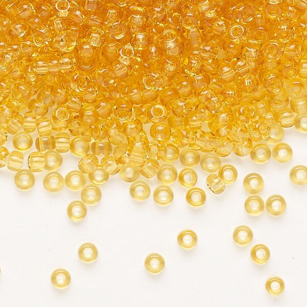 Seed bead, Preciosa Ornela Czech glass, pkg/500g, #8 rocaille, transparent light topaz, (10020). image number 0