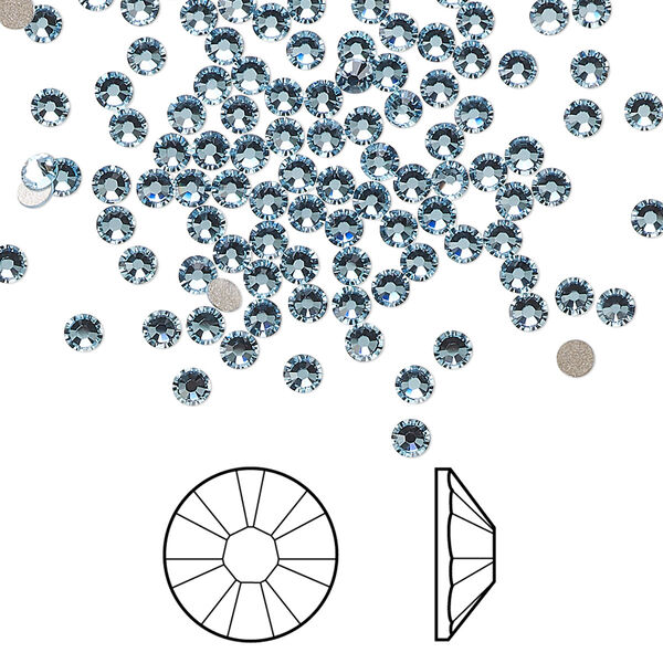 Flat back 144pk aquamarine foil back, Crystal Passions® 2.5-2.7mm rose round SS9 2058 image number 0