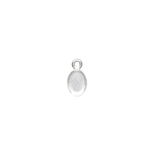 Drop, fine silver, 7x5mm oval bezel cup setting with open loop. Sold per pkg of 10. image number 0