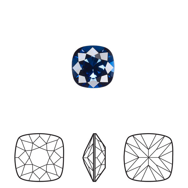 Fancy stone 2pk dark sapphire foil back, Crystal Passions® Regenerated 10mm cushion 4470 image number 0