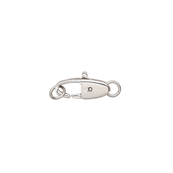 Clasp, lobster claw, stainless steel, 14x5mm oval with 2 closed jump rings. Sold individually. image number 0