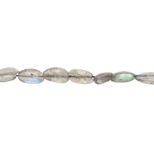 Bead, labradorite (natural), 6x4mm-9x5mm hand-cut faceted puffed oval, B grade, Mohs hardness 6 to 6-1/2. Sold per 12-inch strand. image number 0