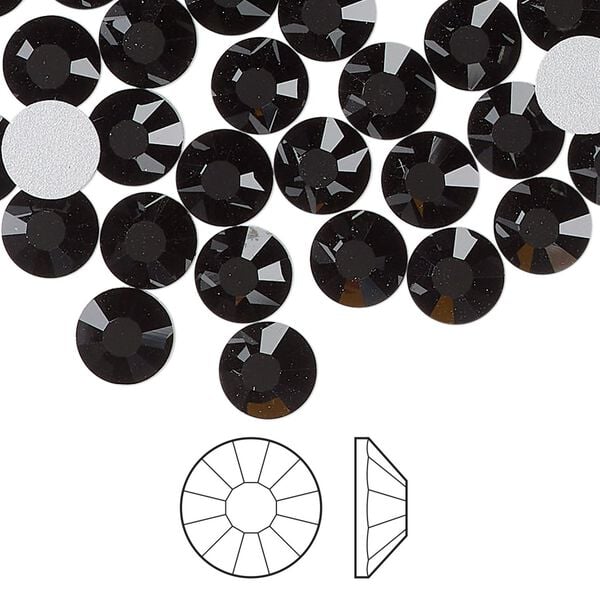 Flat back 12pk jet foil back, Preciosa Viva 12® Czech crystal rhinestone 7-7.3mm chaton rose round SS34 image number 0