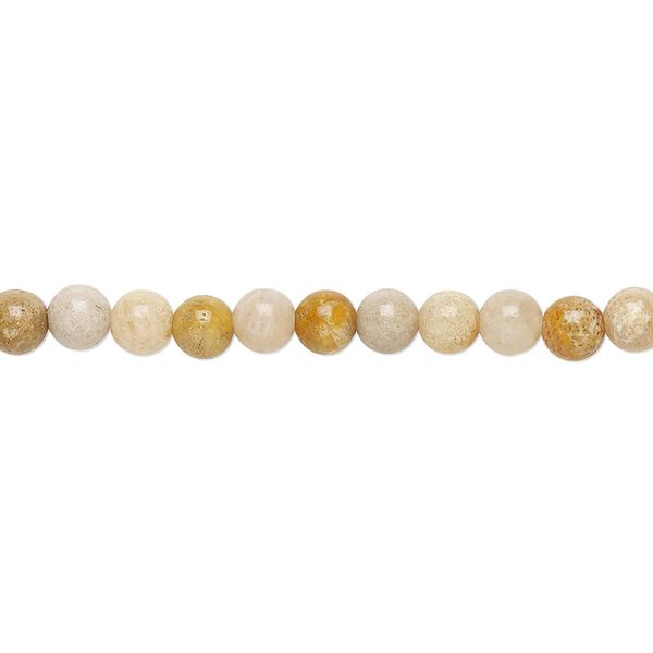 Indonesian fossil coral 1pkg1, round bead natural 15.5-16 inch 4mm image number 0