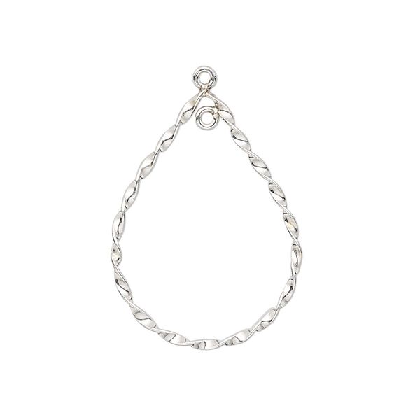 Focal, sterling silver, 32x21mm open teardrop with twisted design and closed loop. Sold per pkg of 2. image number 0