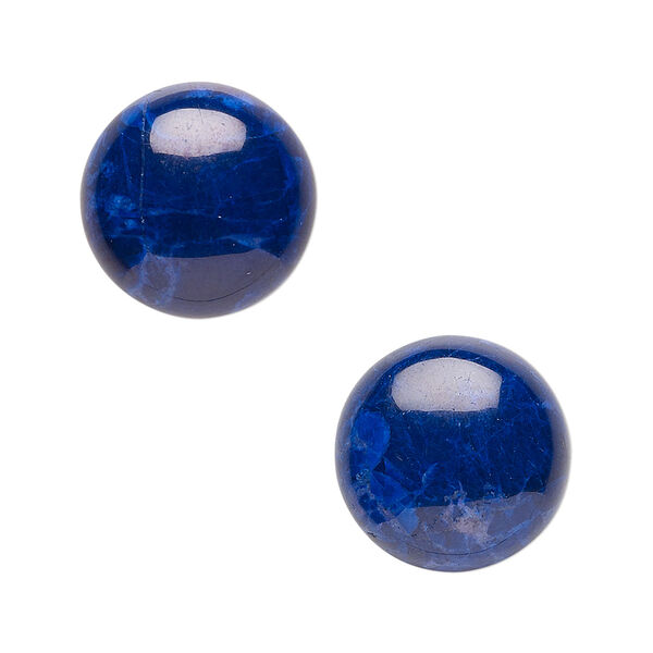 Cabochon, howlite (dyed), lapis blue, 16mm calibrated round, B grade, Mohs hardness 3 to 3-1/2. Sold per pkg of 4. image number 0