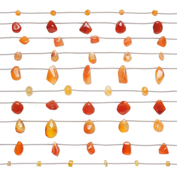 Carnelian 1pkg10, hand-cut mixed shapes bead 4.5 inch 4x2mm-16x13mm image number 0