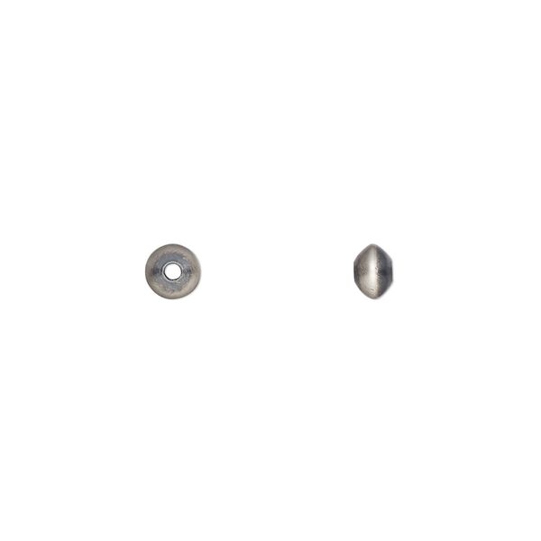Bead, Navajo pearl style, brushed oxidized sterling silver, 4.5 x 3mm saucer. Sold per pkg of 4. image number 0