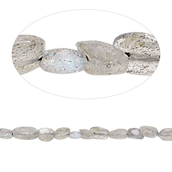 Labradorite 1pkg1, hand-cut faceted puffed oval bead natural 13 inch 4x3mm-7x4mm image number 0