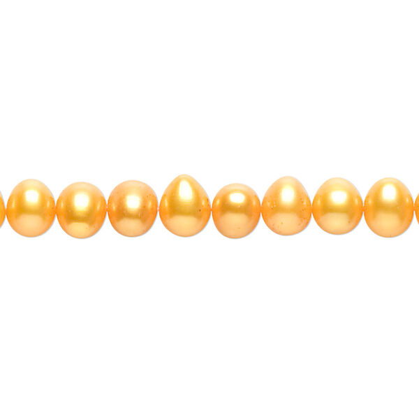 Pearl, cultured freshwater (dyed), mango, 5-6mm semi-round, C grade, Mohs hardness 2-1/2 to 4. Sold per 16-inch strand. image number 0