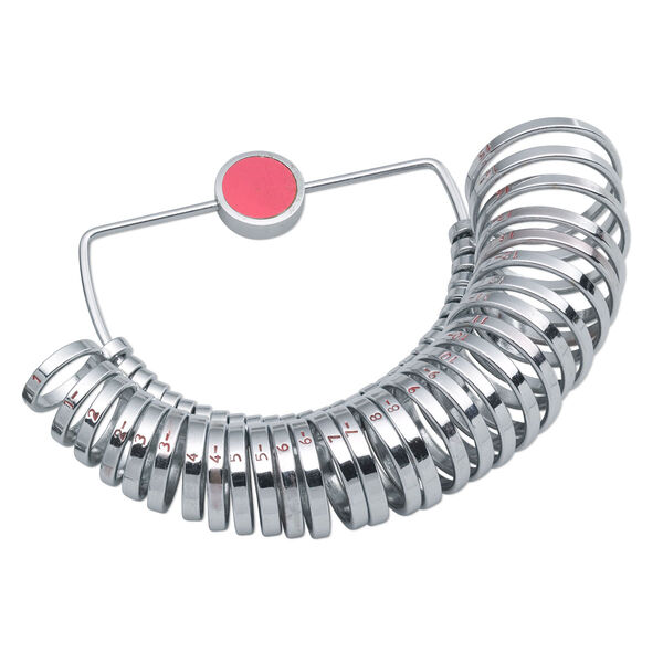 Ring sizer, chrome-finished steel, sizes 1-15. Sold individually. image number 0