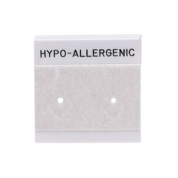 Earring card, flocked plastic, grey and black, 1x1-inch square with "HYPO-ALLERGENIC." Sold per pkg of 100. image number 0