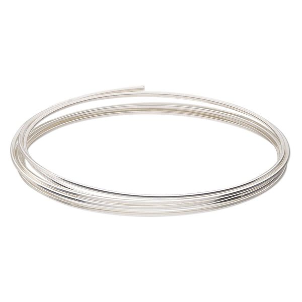 Wire, Beadalon®, silver-plated copper, half-hard, square, 18 gauge. Sold per 1.25-meter section. image number 0