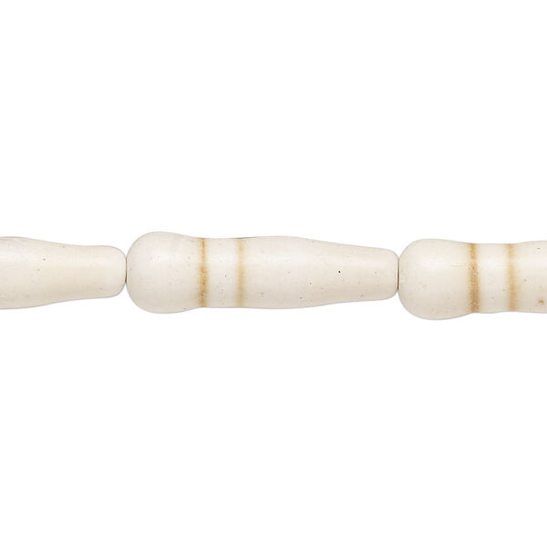 Bead, "howlite" (resin) (imitation), white, 23x7mm vase. Sold per 15-inch strand. image number 0