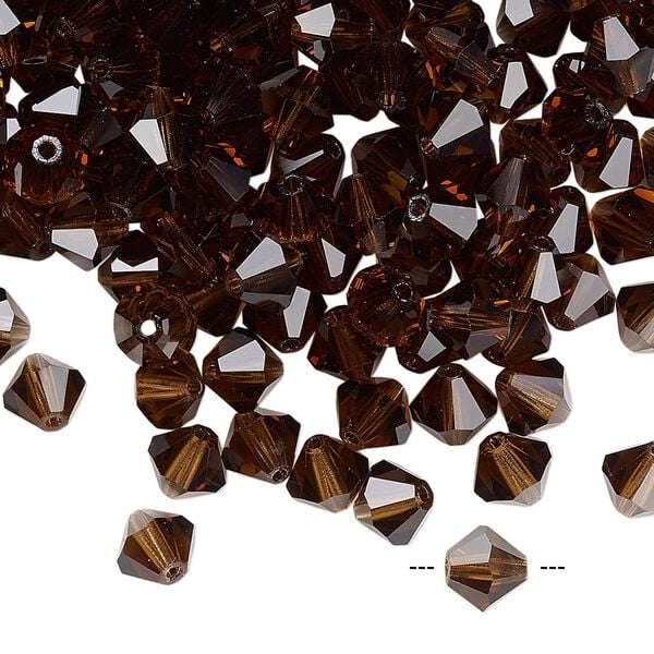 Bead 288pk smoked topaz, Preciosa Czech crystal 6mm bicone image number 0