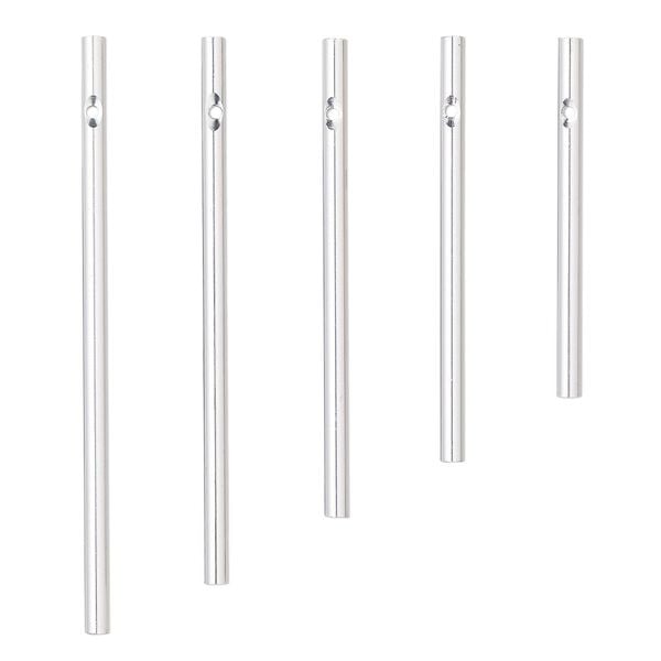 Wind chime component, anodized aluminum, silver, 3 x 1/5 to 5 x 1/5 inch solid rod with 2.5mm beveled hole. Sold per 5-piece set. image number 0