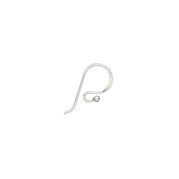 Ear wire, sterling silver, 9mm open fishhook with 1.5mm ball and open loop, 22 gauge. Sold per pkg of 3 pairs. image number 0