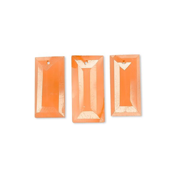 Carnelian 1pkg3, hand-cut faceted baguette drop 16x8mm-21x10mm / 14x7mm-19x10mm image number 0