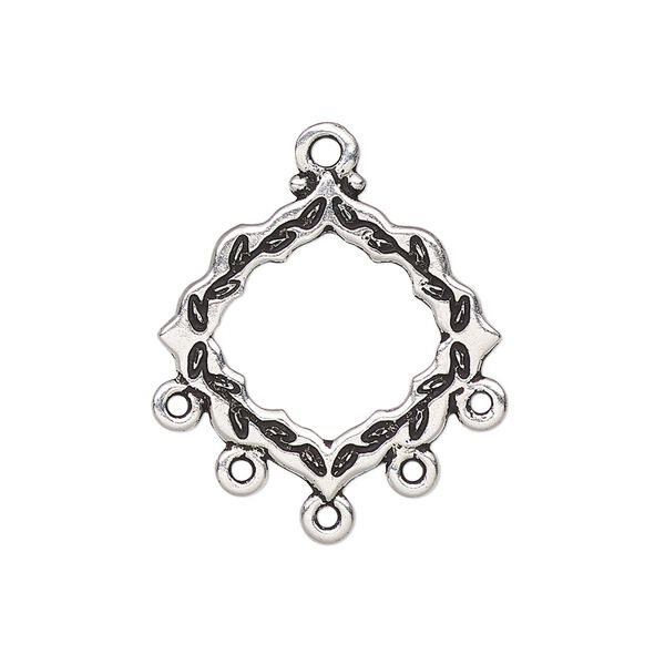 Connector, TierraCast®, antique silver-plated pewter, 22.5x21.5mm double-sided scalloped diamond with ivy cathedral design. Sold per pkg of 20. image number 0