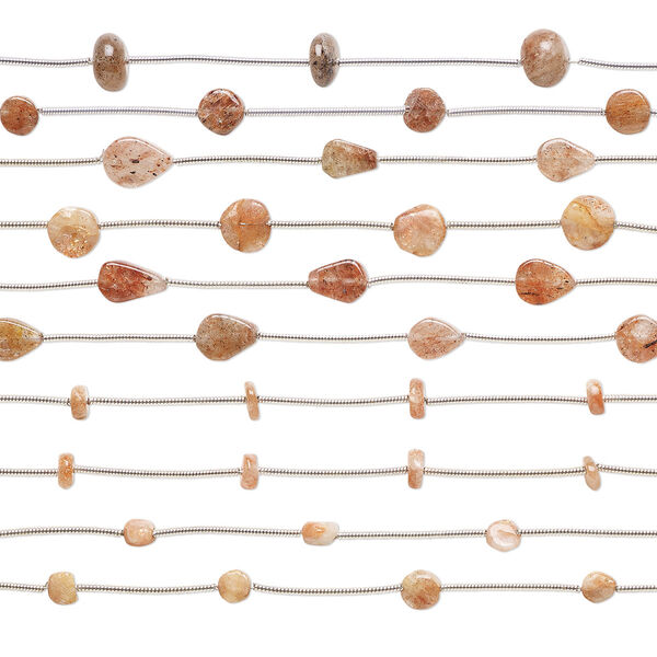 Sunstone 1pkg10, hand-cut mixed shape bead natural 5 inch 4x3mm-10x8mm image number 0