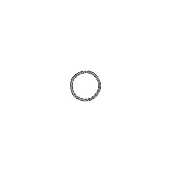 Jump ring, antique silver-plated brass, 8mm twisted round, 6.7mm inside diameter, 20 gauge. Sold per pkg of 100. image number 0