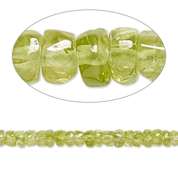 Peridot 1pkg1, hand-cut heishi bead natural 14 inch 3x1mm-4x3mm image number 0