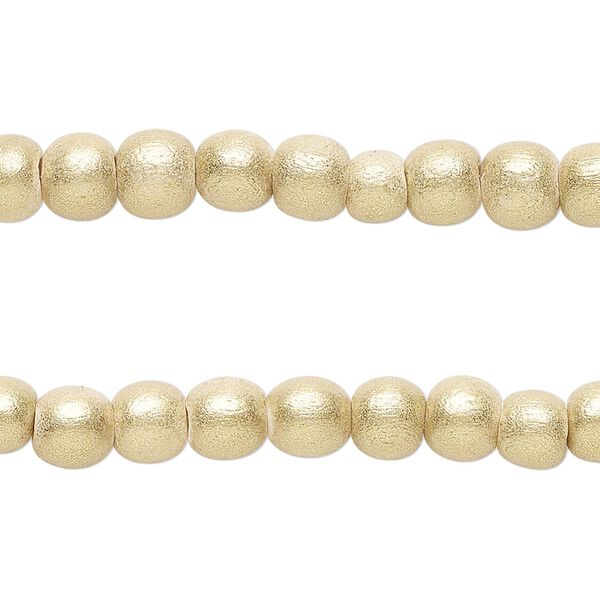Taiwanese cheesewood 1pkg2, hand-cut painted round bead 15.5-16 inch frosted yellow gold 6mm image number 0
