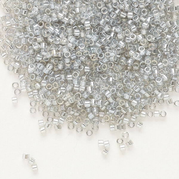 Seed bead, Delica®, glass, pkg/250g, #11 round, translucent gold luster silver grey (DB-0114). image number 0